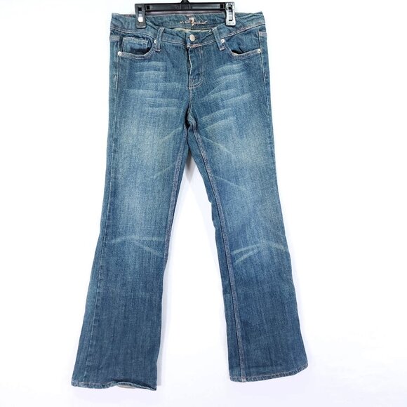 Seven 7 For All Mankind All Over Pink Stitching Jeans Womens Size 28X29 Bootcut - Picture 1 of 16
